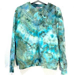 Fila Long Sleeve Crew Neck Custom Tie Dye Sweatshirt with Pockets